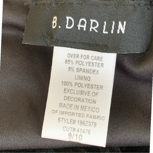 B DARLIN BLACK VELVET MINI PARTY DRESS WITH RHINESTONE BOW. Junior 9-10 - Picture 7 of 8